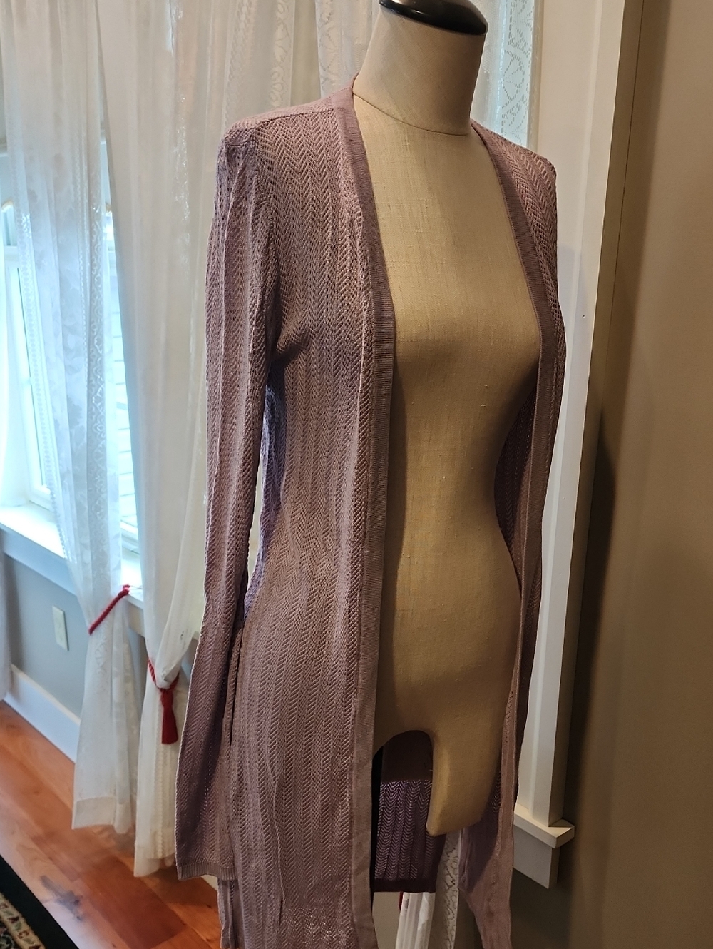 White House Black Market Lavender Open-Front Lightweight Cardigan